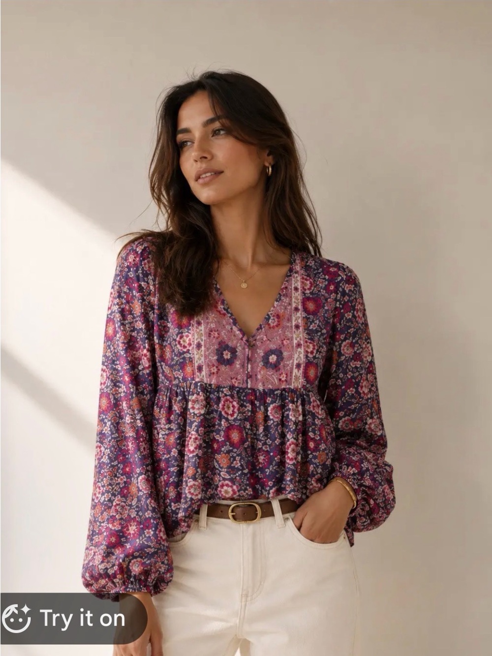 Lucky Brand Camille Long Sleeve Blouse size small